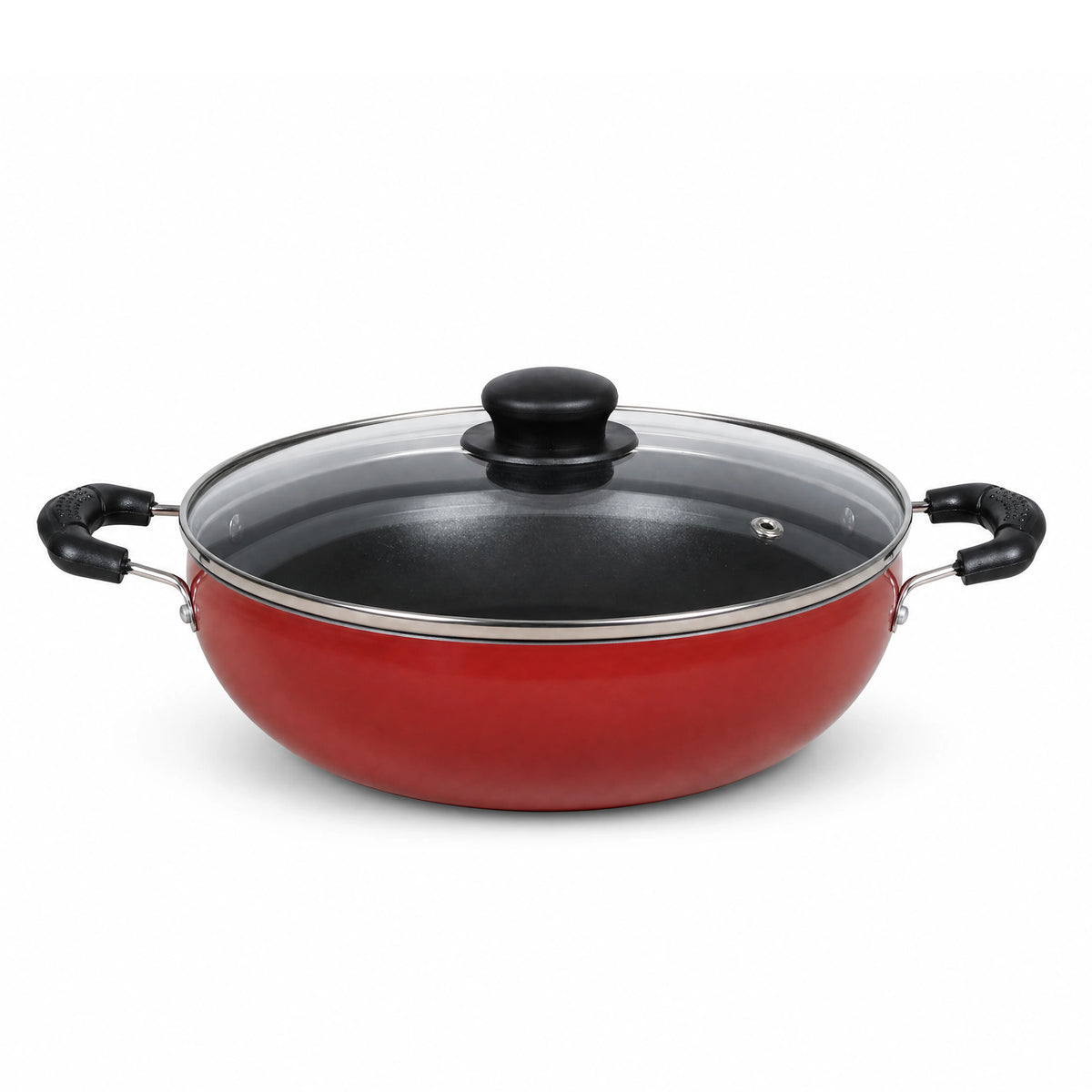 MR PLUS  KADAI 28 CM WITH GLASS LID I/B MC8143