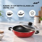 MR PLUS KADAI 24 CM WITH GLASS LID I/B MC 8141
