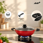 MR PLUS  KADAI 28 CM WITH GLASS LID I/B MC8143