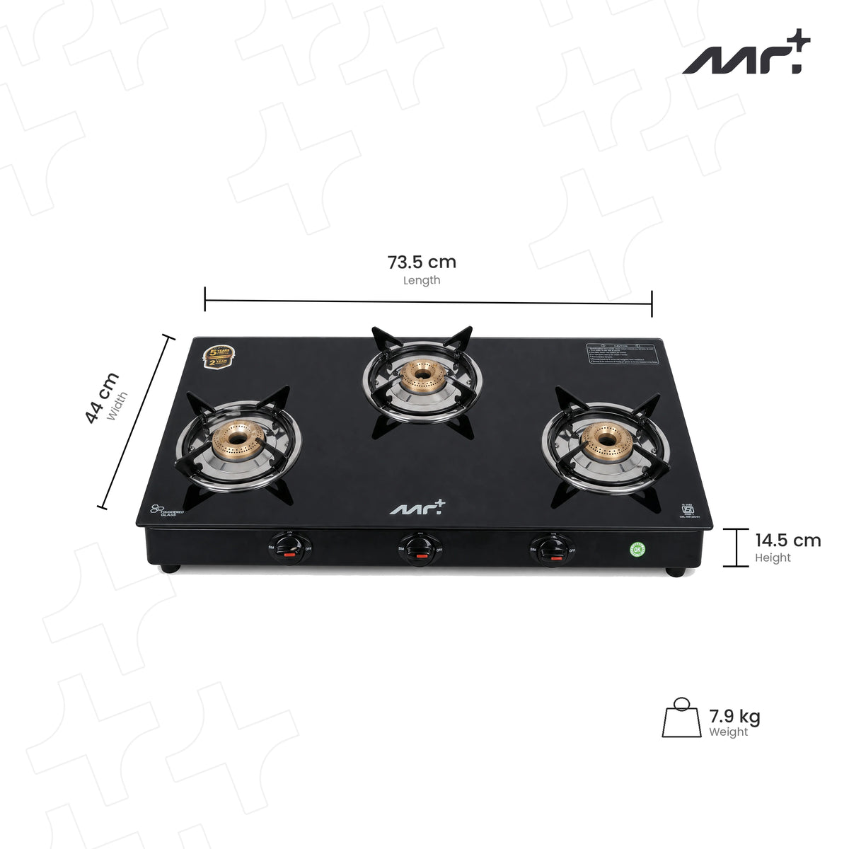 MR PLUS THREE BURNER GAS STOVE MG8703GS