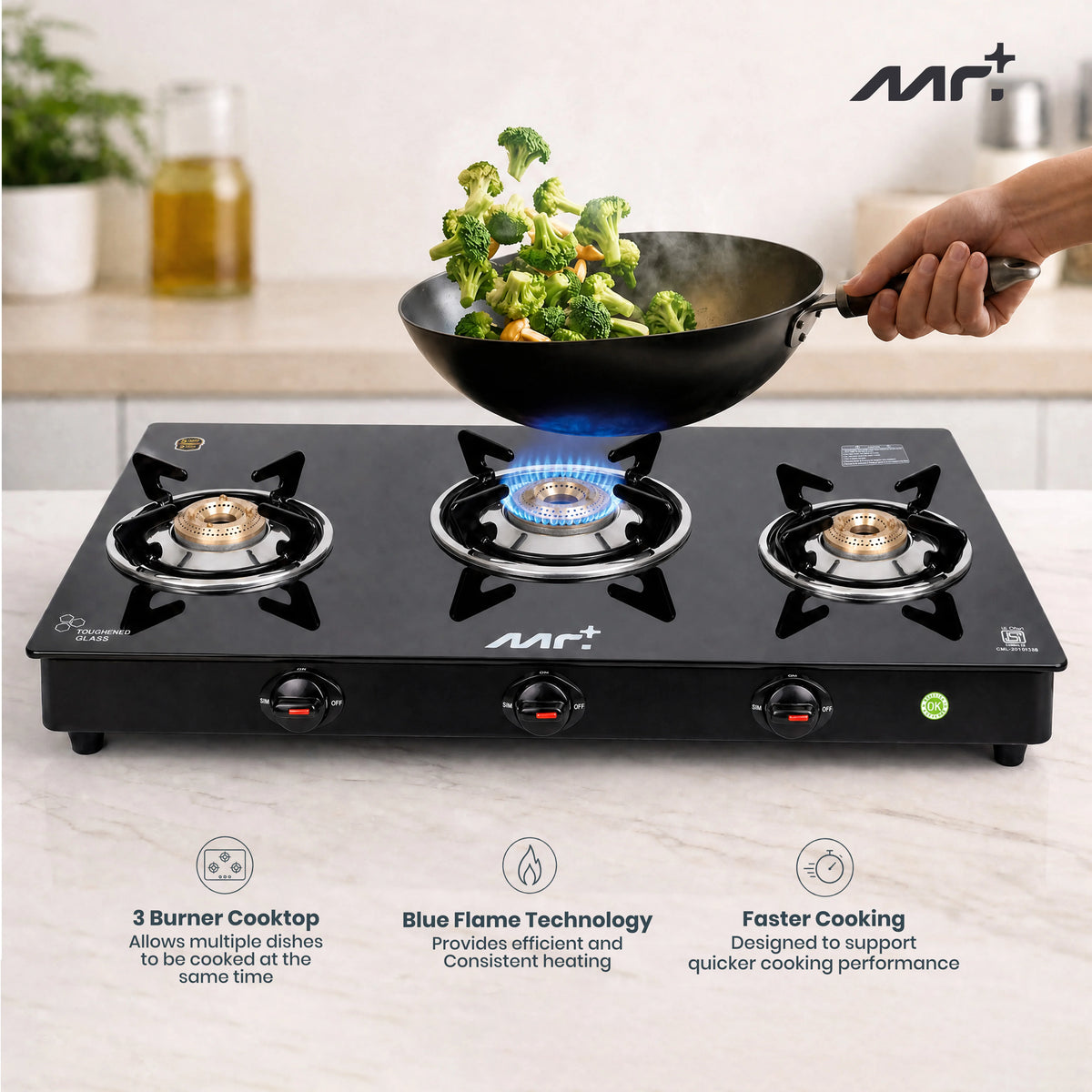 MR PLUS THREE BURNER GAS STOVE MG8703GS