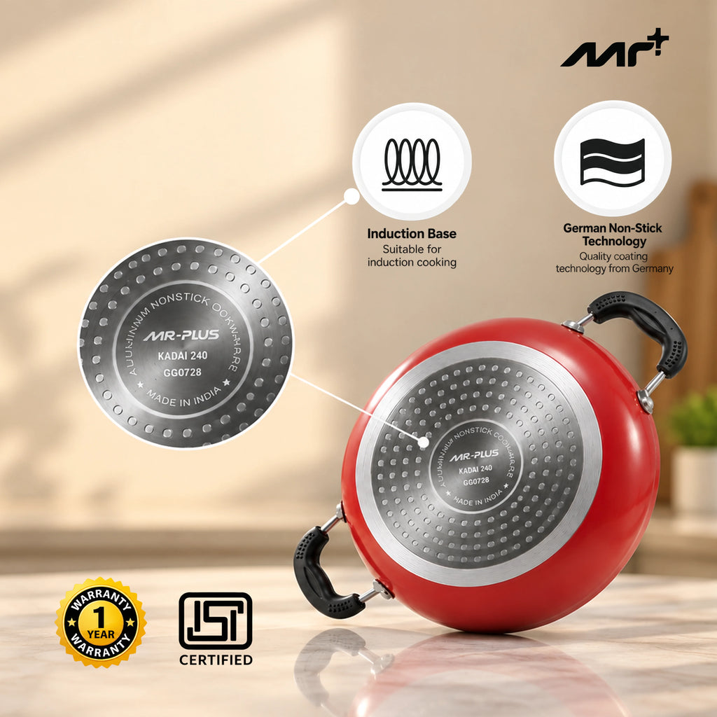MR PLUS  KADAI 28 CM WITH GLASS LID I/B MC8143
