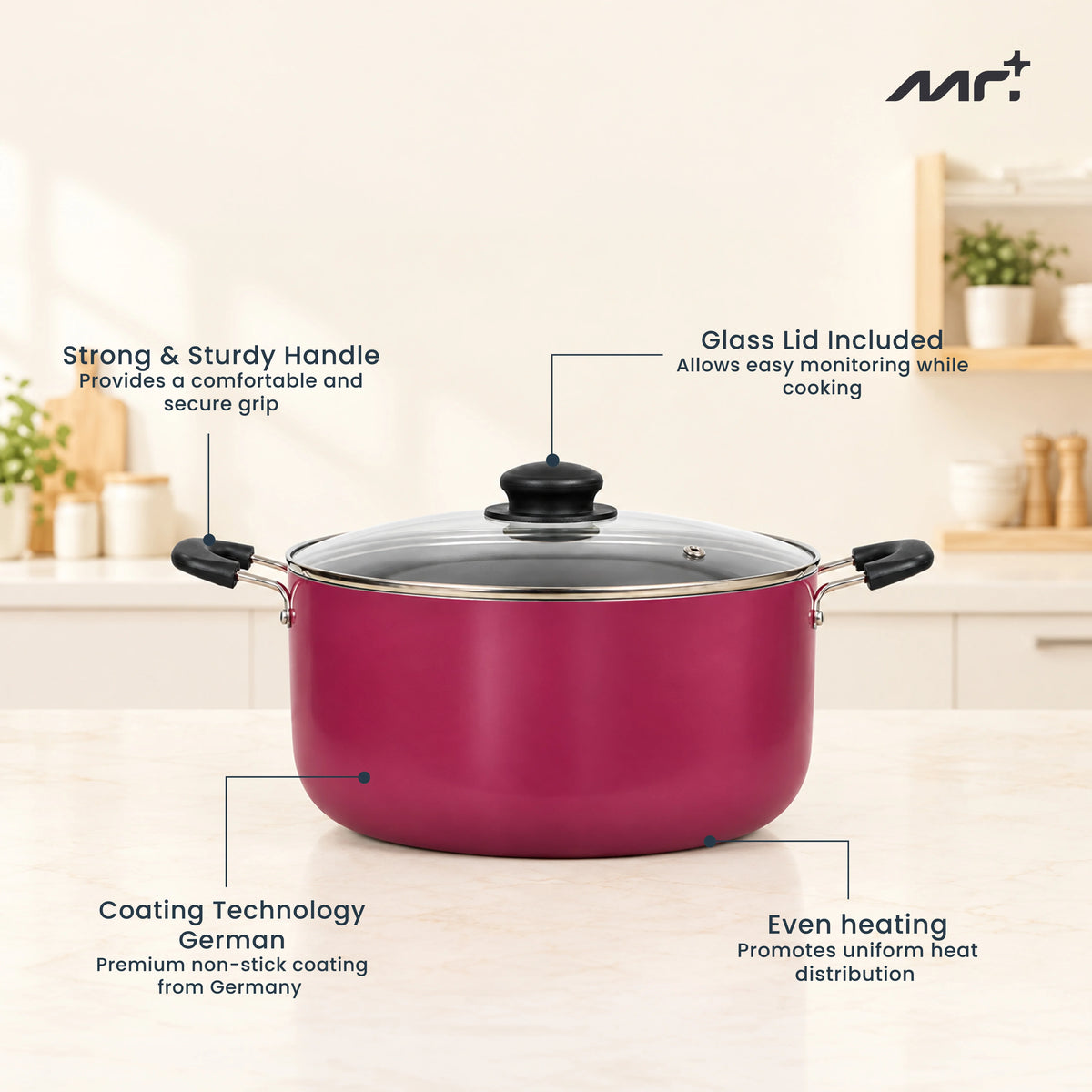 MR PLUS BIRIYANI POT 8 LTR GLASS LID