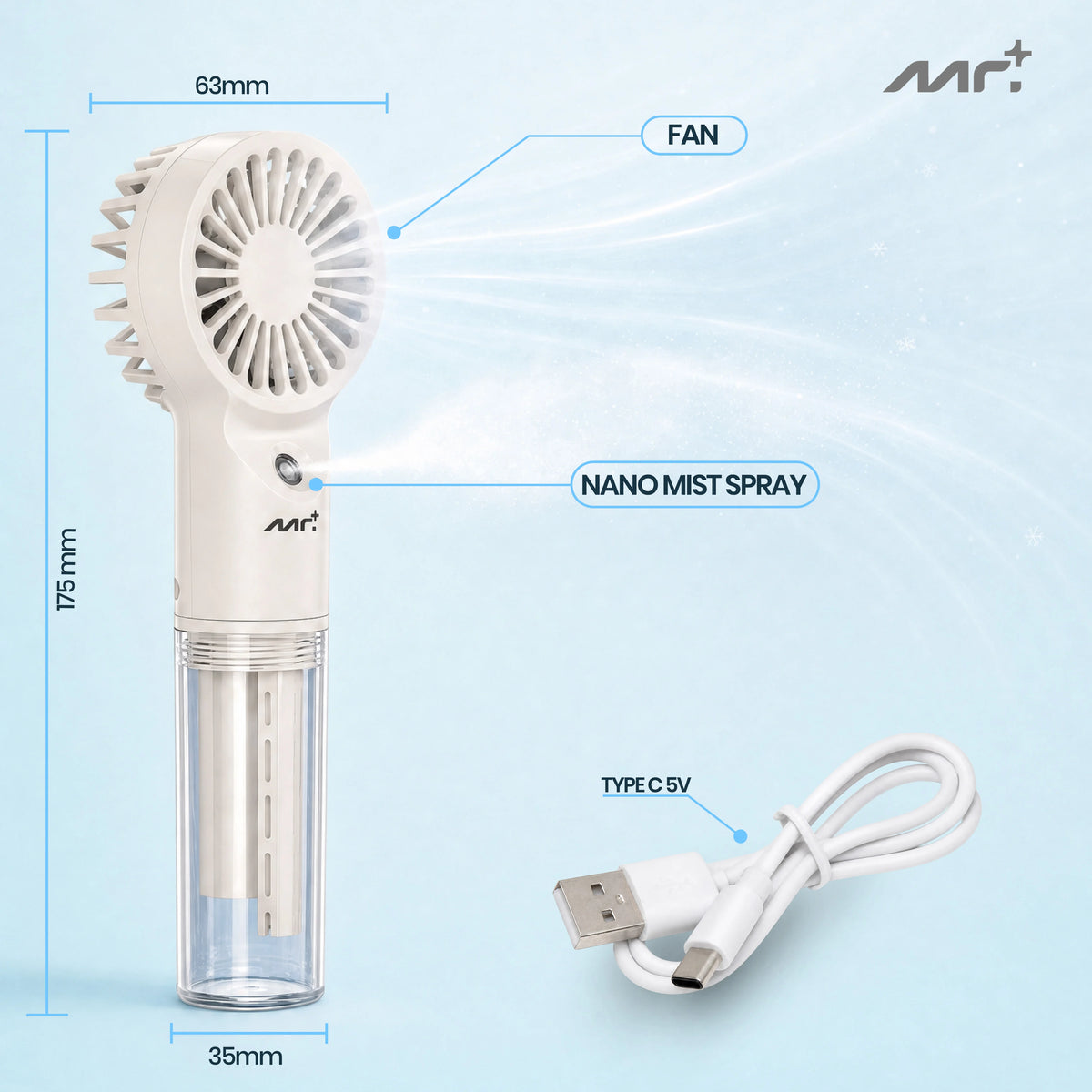 MR PLUS HANDHELD MIST RECHARGEABLE FAN MF.6111