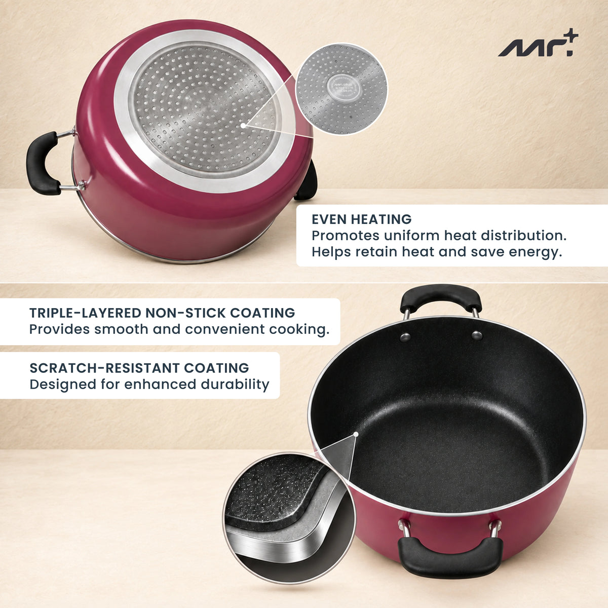 MR PLUS BIRIYANI POT 8 LTR GLASS LID