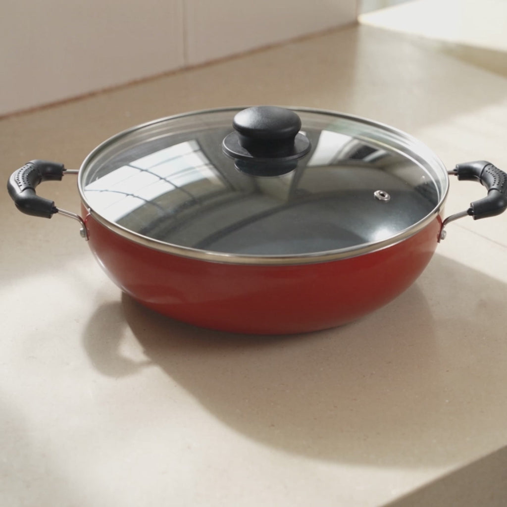 MR PLUS KADAI 24 CM WITH GLASS LID I/B MC 8141