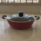 MR PLUS  KADAI 28 CM WITH GLASS LID I/B MC8143